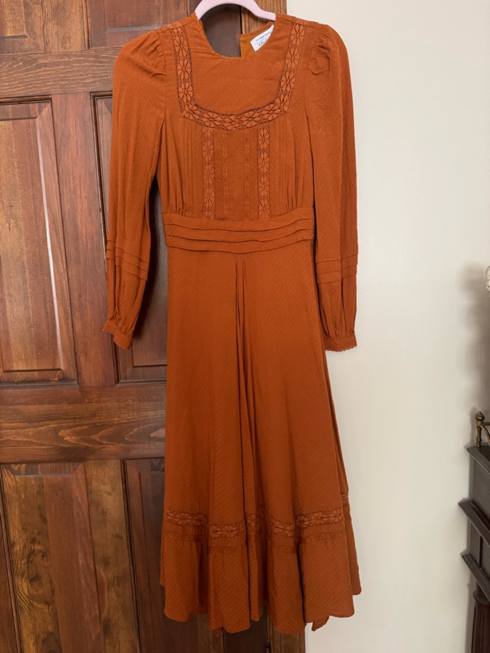 & Other Stories Rust Long-Sleeve Midi Dress
